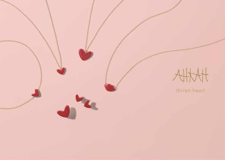 ahkah小红心项链实拍,ahkah小红心项链定制