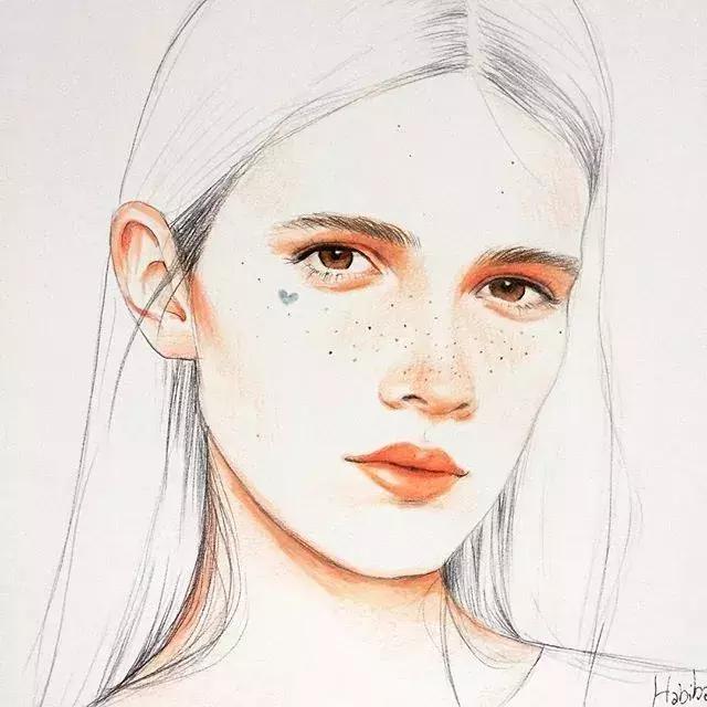 淡淡的彩铅插画，好迷人、性感