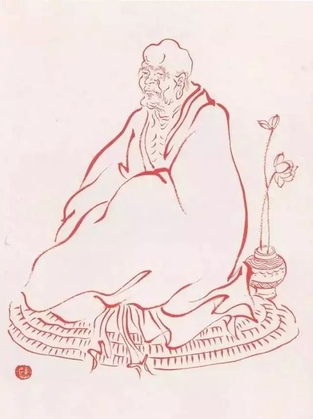 弘一法师的蓝底描金十八罗汉作品,弘一大师100万罗汉图写意