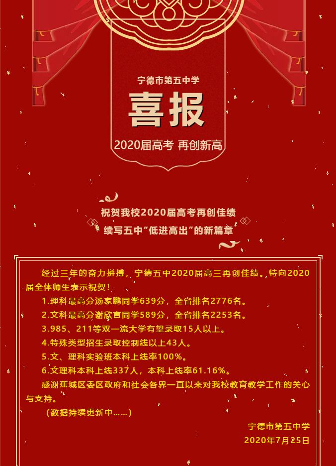 福建宁德一中高考喜报,福建福安一中喜报