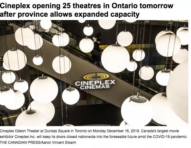 多伦多Cineplex终于开门了！所！有！电！影！$5加币