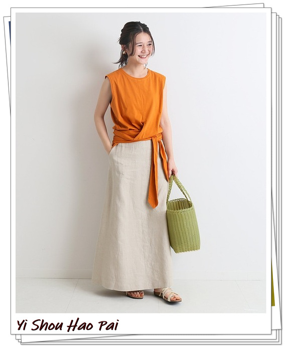 亚麻垂感半身裙,洋气半身裙白色亚麻材质
