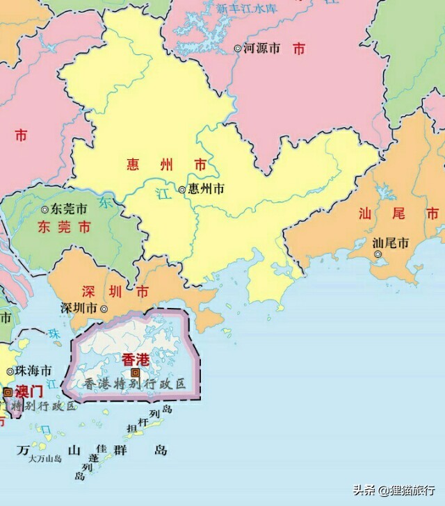 南海沿岸的潮州、揭阳、惠州,主城区都不在海边