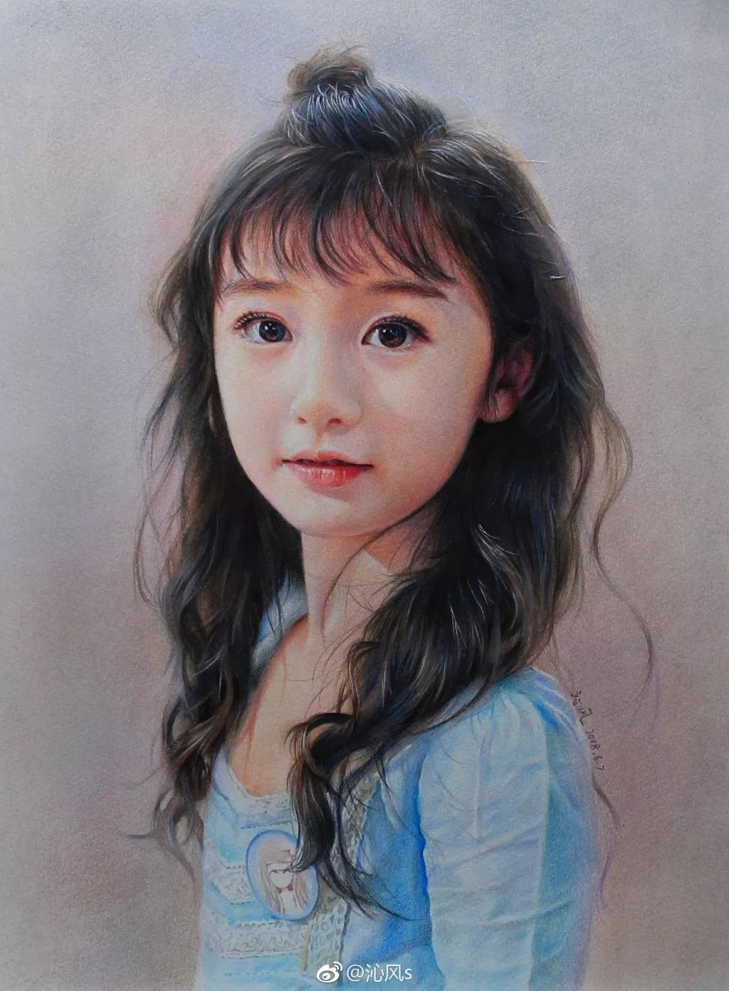 彩铅画美丽的山水画,彩铅画美人蝴蝶