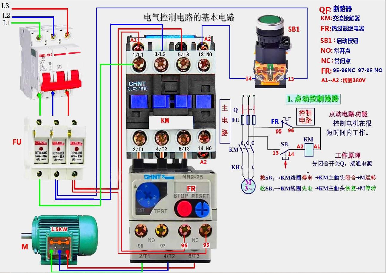 电工知识交流接触器实物接线图,电路知识讲解如何接交流接触器