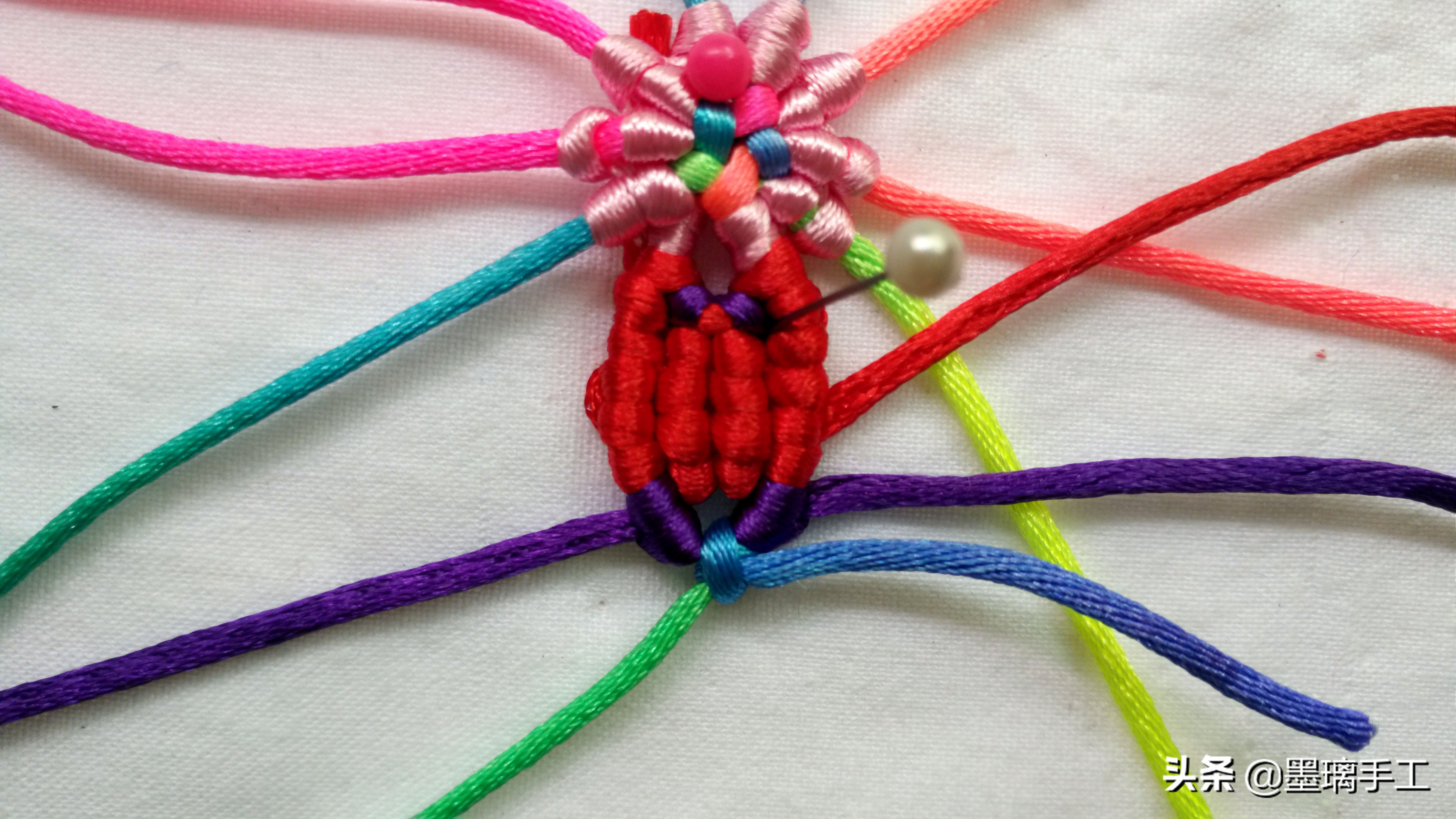 手工编绳大挂饰教程,手工编绳立体花朵挂毯视频教程