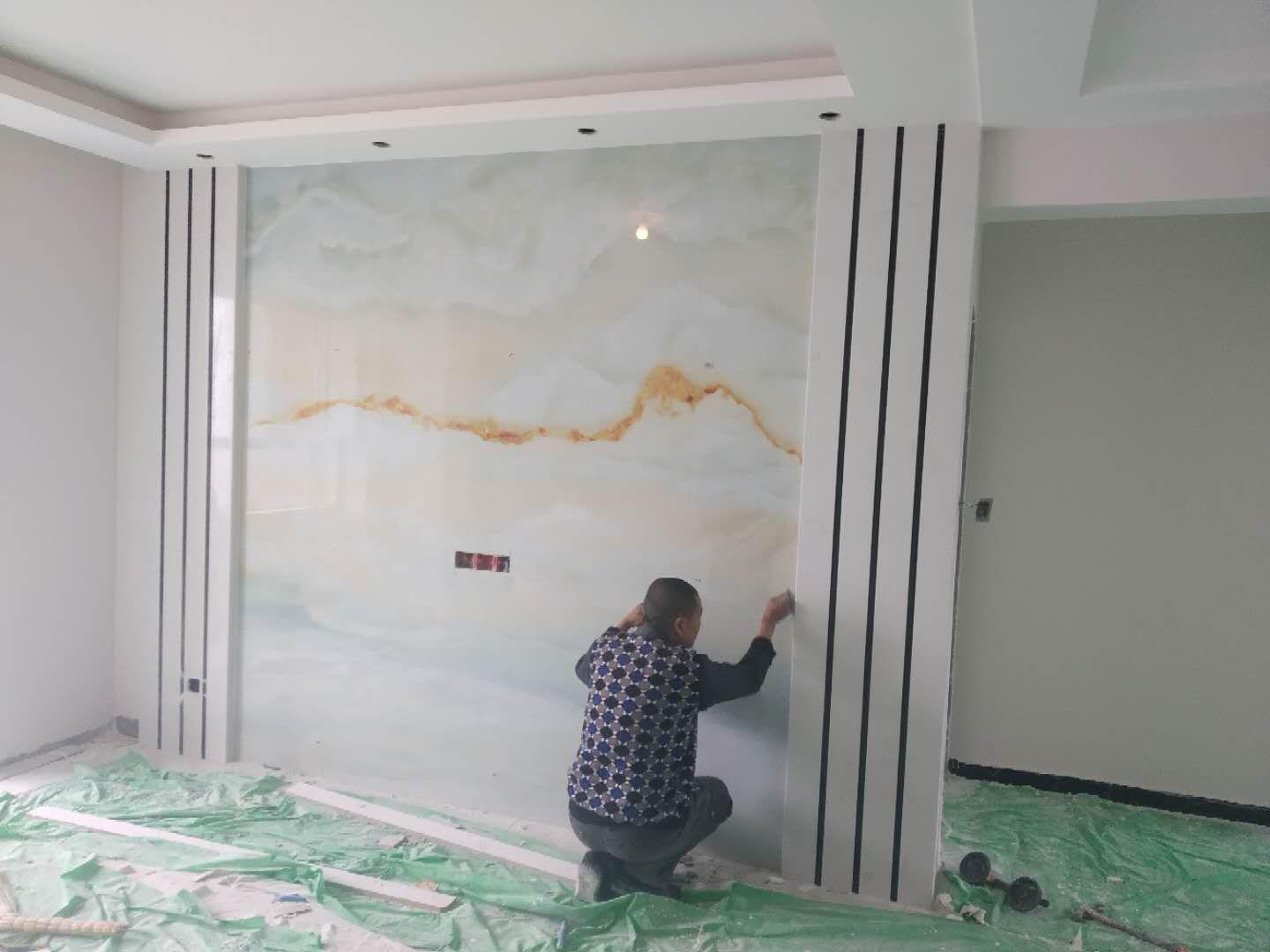 金属线造型电视背景墙,隐形门背景墙加金属线效果