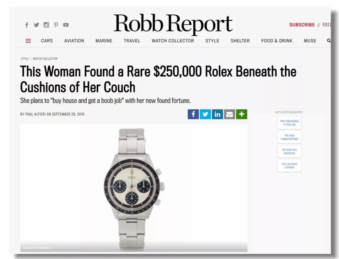 175块钱买张旧沙发，结果缝隙里面藏着175万的劳力士