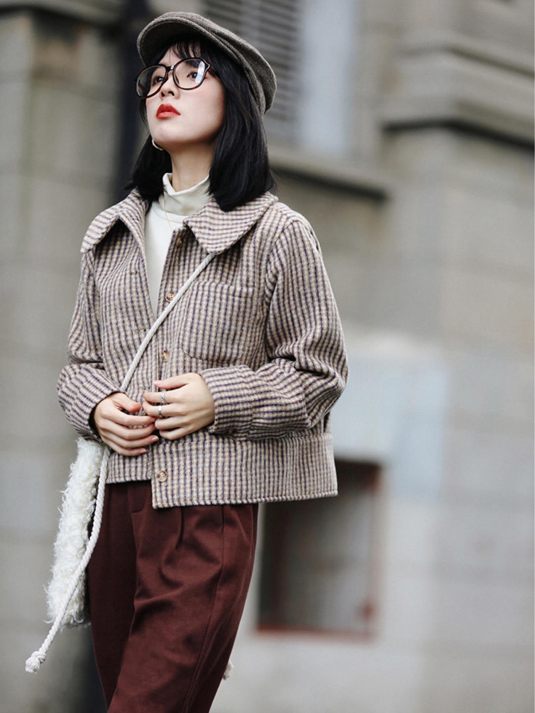 冬季简约毛呢外套穿搭,毛呢外套穿搭中短高端大气上档次