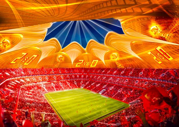 恒大足球场灯光秀效果图,广州恒大足球场灯光图