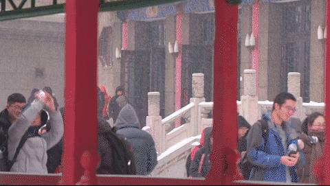 高校雪地双航母,哈尔滨一高校操场惊现双航母