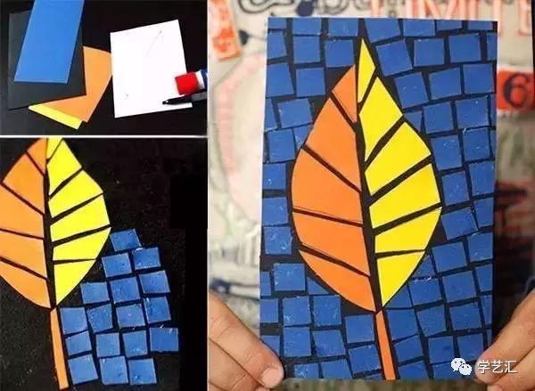 瓷砖拼贴马赛克效果图片大全,卡纸马赛克拼贴梵高向日葵画教程