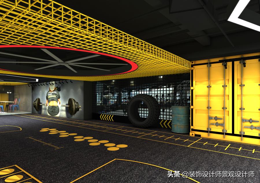 公司健身房设计效果图,书房健身房二合一设计效果图