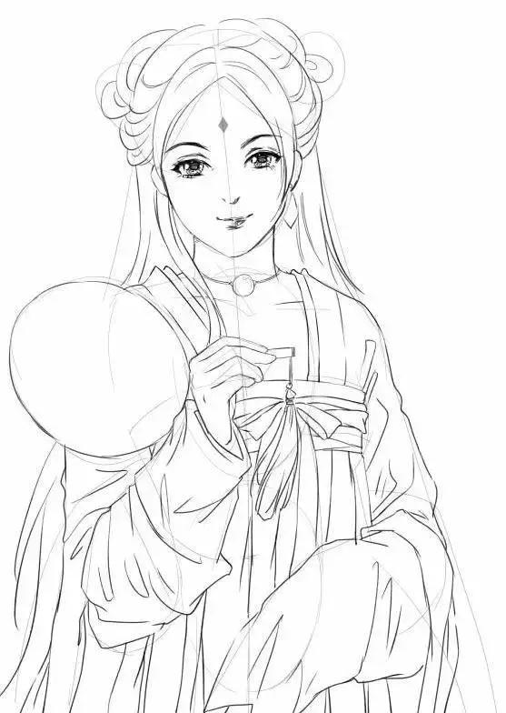 手绘动漫古风女生线稿简单,古风人物线稿教程零基础