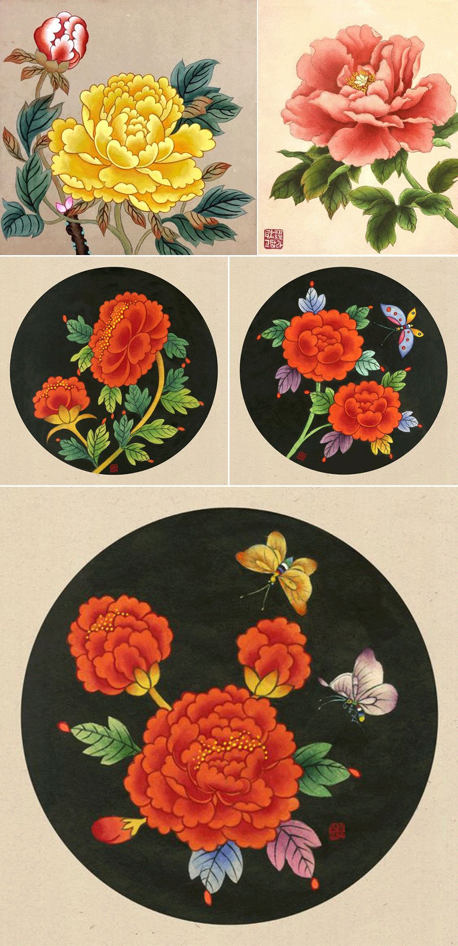 牡丹油画棒教程,油画棒立体牡丹花绘画