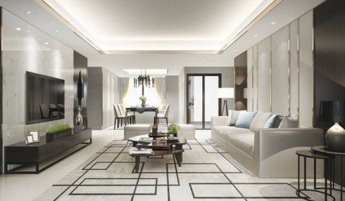 海信中央空调吊顶造型简单好看,海信中央空调客餐厅吊顶效果图