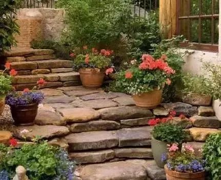 庭院花园石材地板铺设效果,私家庭院最流行的4大铺装方式