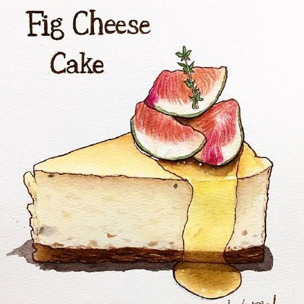 水彩森系小清新插画甜品,手绘治愈系甜品插画