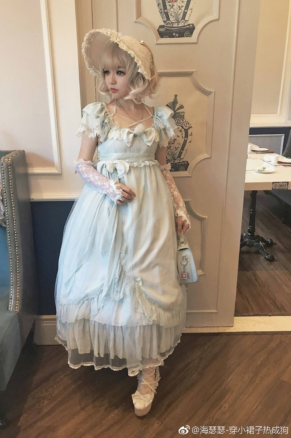 显瘦蓝色lolita夏季,好看显白凉快的lolita