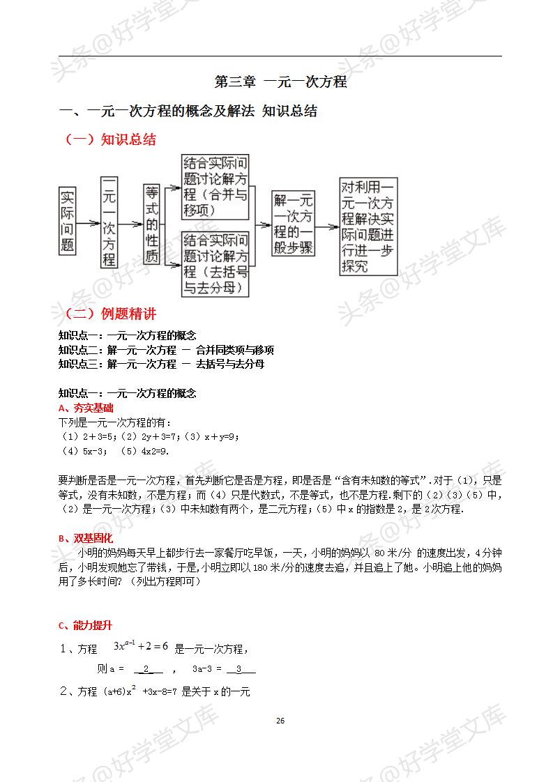 初中数学提分专题复习,初一数学提分宝典资料