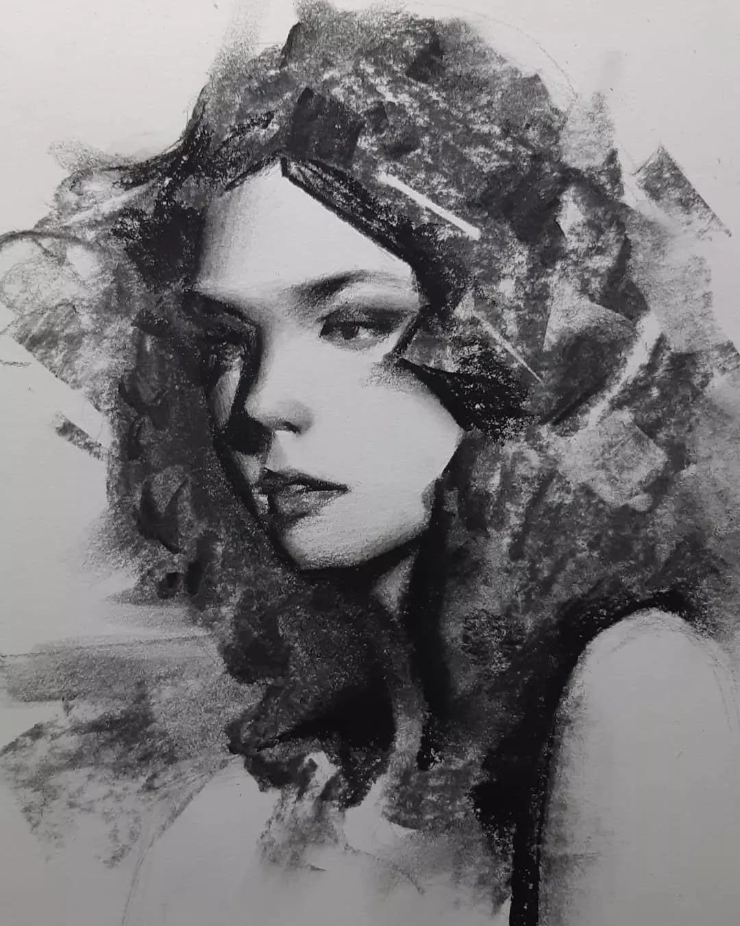 一眼惊艳的素描画,一眼望不到尽头的路素描画