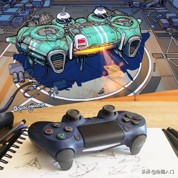 科技绘画太空飞船创意说明,7-12岁儿童创意绘画飞船