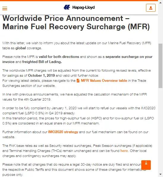 东莞国际物流漕帮最新各大船公司THC等费率调整和停航通知汇总