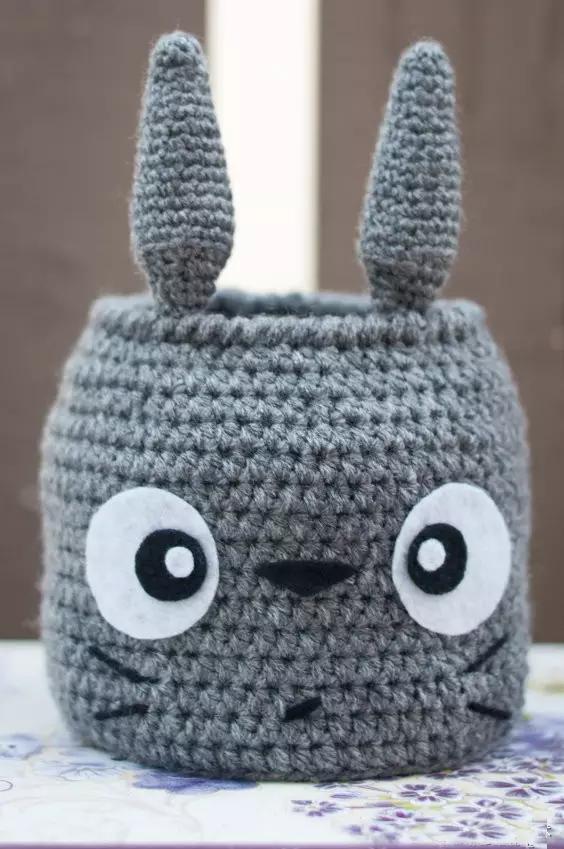 收纳盒子用布条线钩怎么钩视频,用三种毛线钩的收纳物