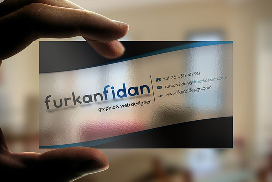 名片创意设计案例,亚克力透明名片效果图