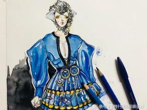时装效果图手绘,时装手绘效果图夏装