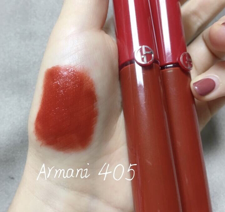 阿玛尼唇釉405和ysl唇釉208试色,阿玛尼405g和400g红管唇釉哪个好看