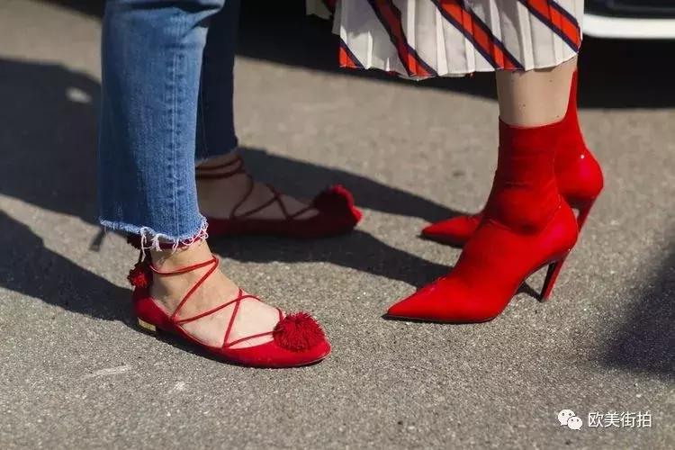 春季红鞋怎么搭配衣服,红色尖头单鞋子怎么搭配衣服