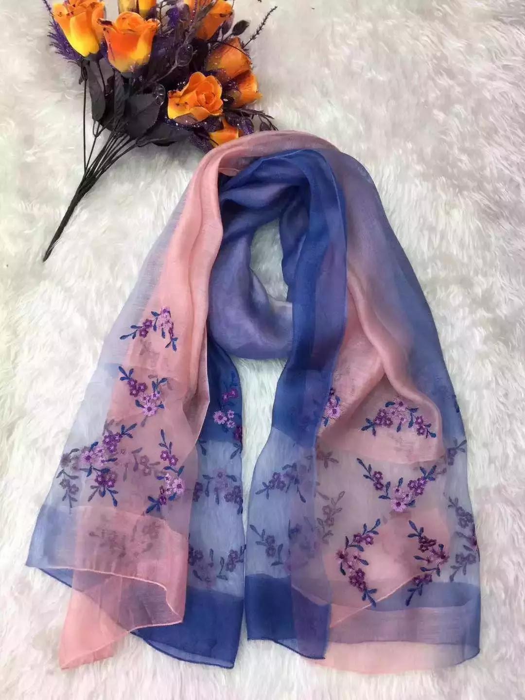 天丝刺绣丝巾,织围巾真丝