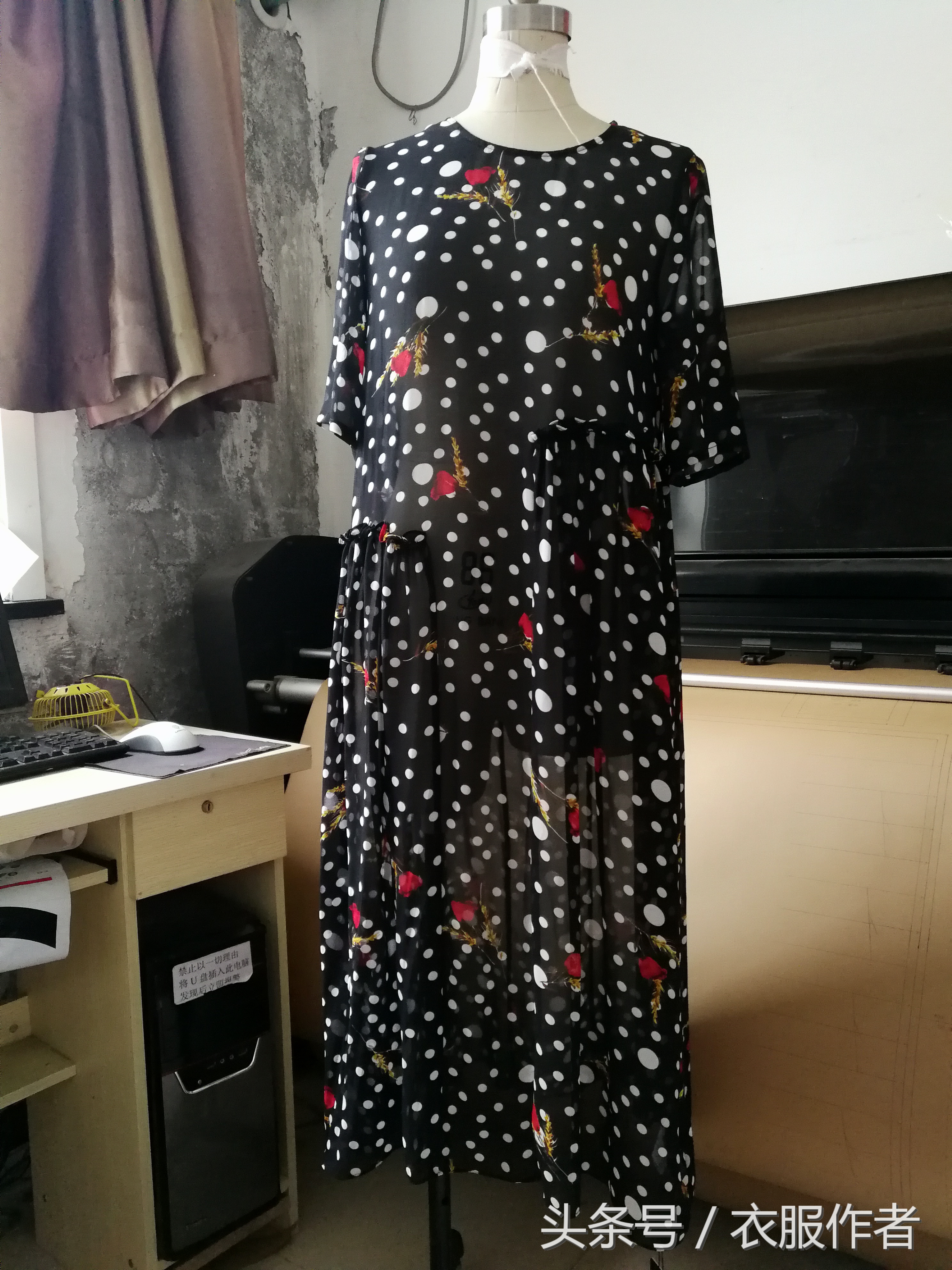 雪纺a字连衣裙裁剪视频,连衣裙裁剪图大码