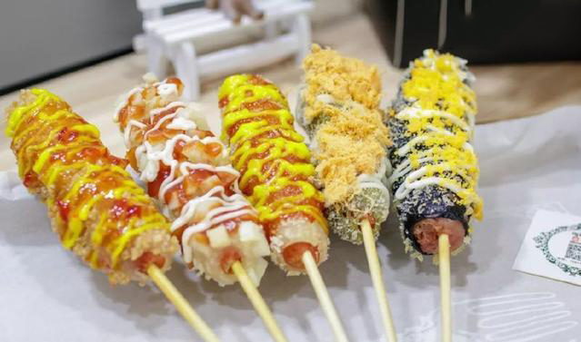 正宗的拉丝芝士热狗,韩国人芝士拉丝热狗