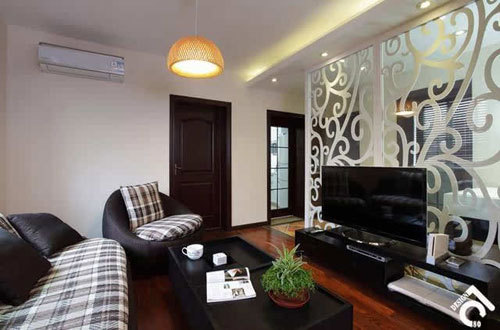 小户型2米7宽电视背景墙设计,小户型中式电视背景墙效果图