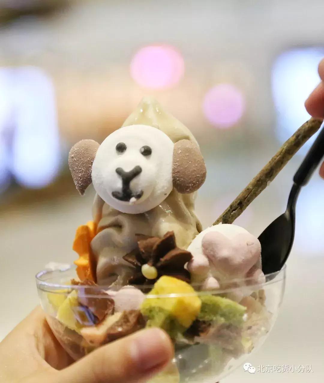 可爱的小奶狗吃冰激凌,小奶狗吃各种各样的冰淇淋