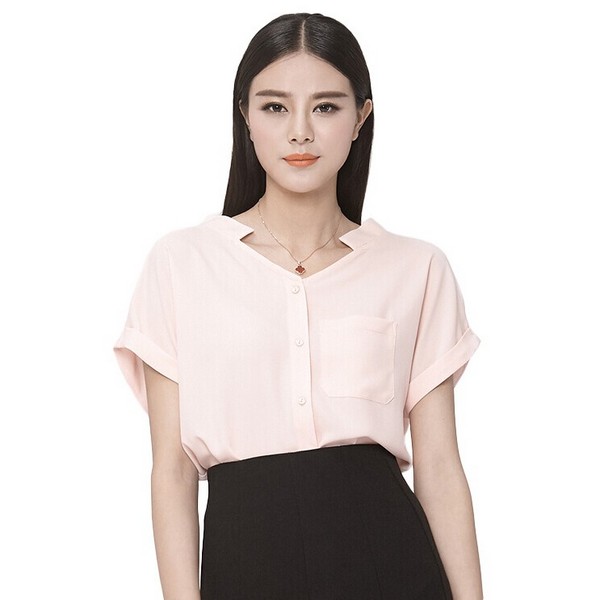 大码显瘦雪纺衫格子v领,V领显瘦雪纺衫