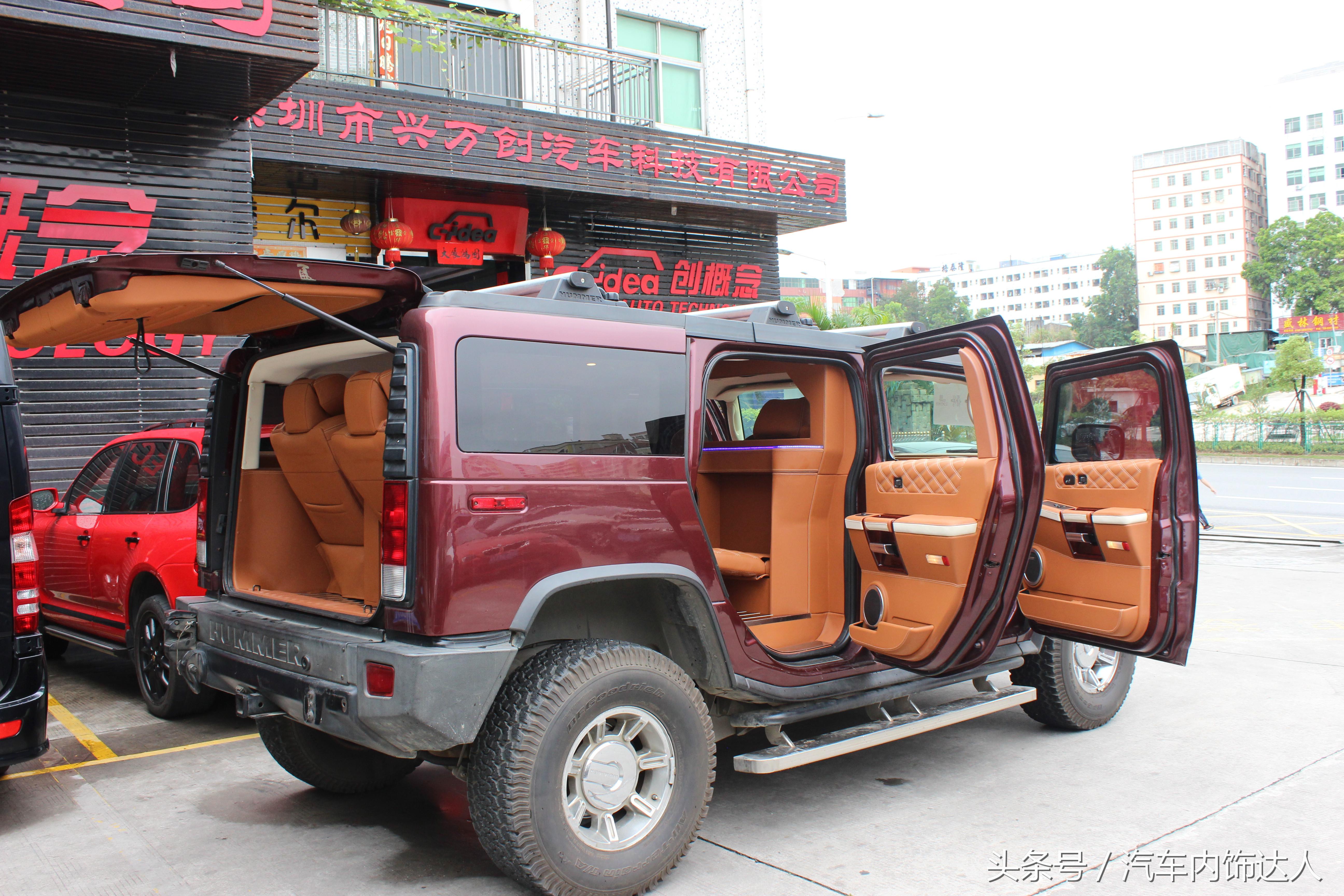 广州6米5悍马h2内饰改装案例,加长悍马h2六轮内饰