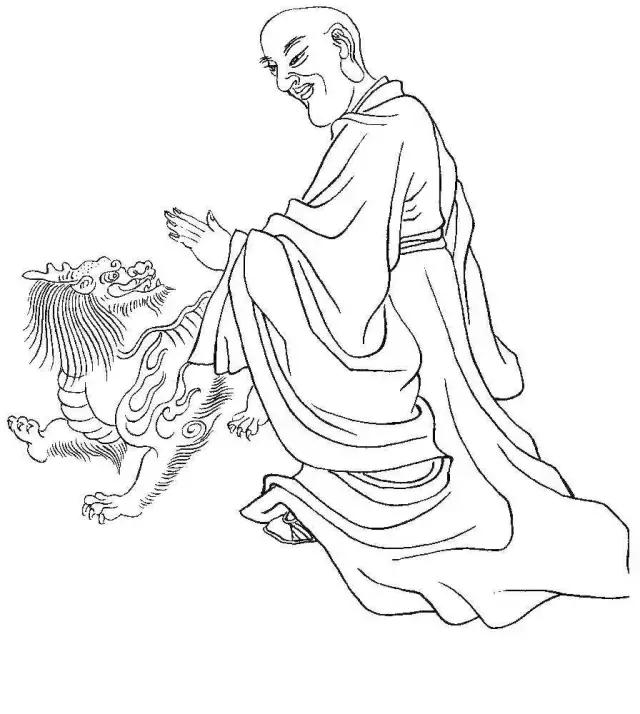 罗汉白描画稿,小写意罗汉图白描