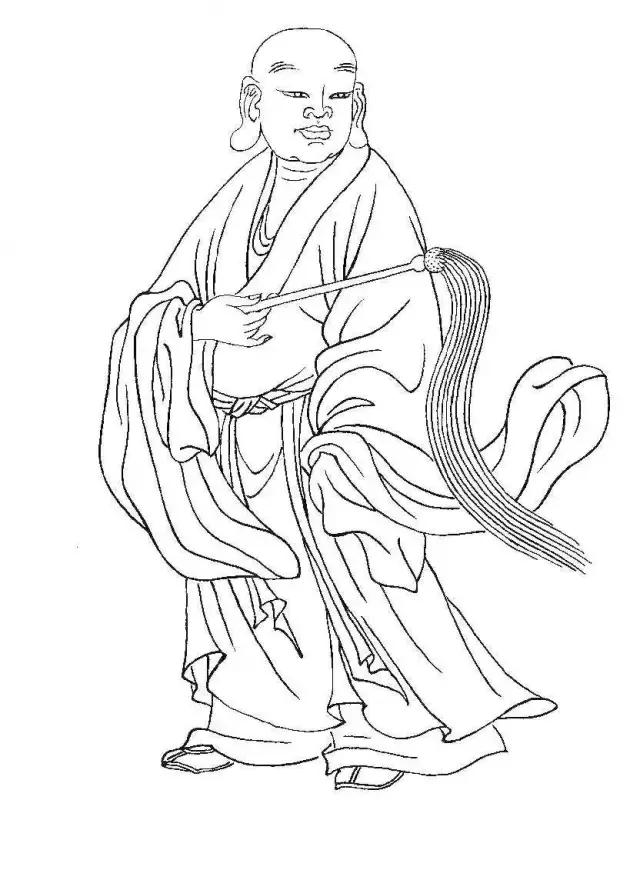 罗汉白描画稿,小写意罗汉图白描