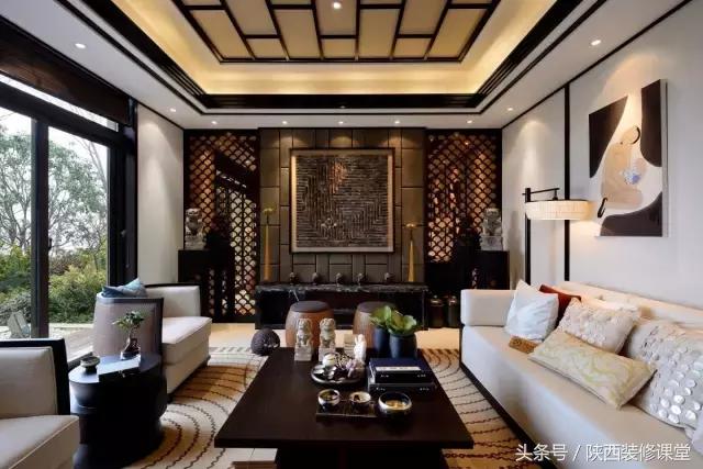 中式无主灯客厅吊顶效果图,80平客厅法式吊顶