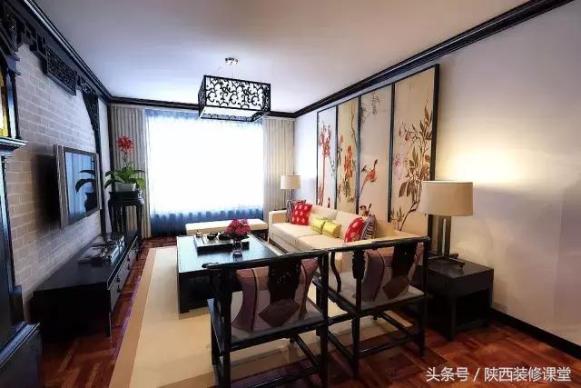 中式无主灯客厅吊顶效果图,80平客厅法式吊顶