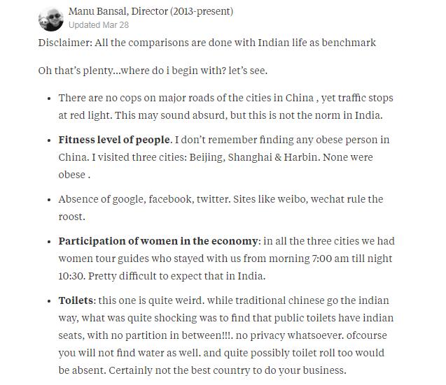 印度男子在网上分享来中国的经历：女人参与工作，不用宗教废话