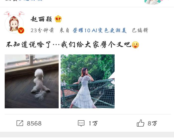 赵丽颖发毛球引发热搜,赵丽颖辟谣怀孕劈叉图