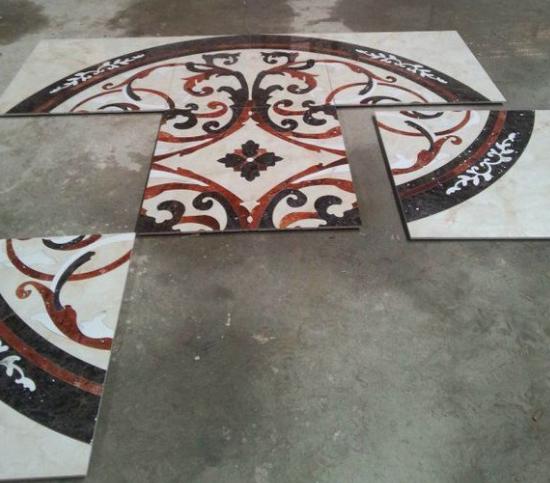 客厅水刀拼花地砖效果图,客厅水刀地面拼花好看吗