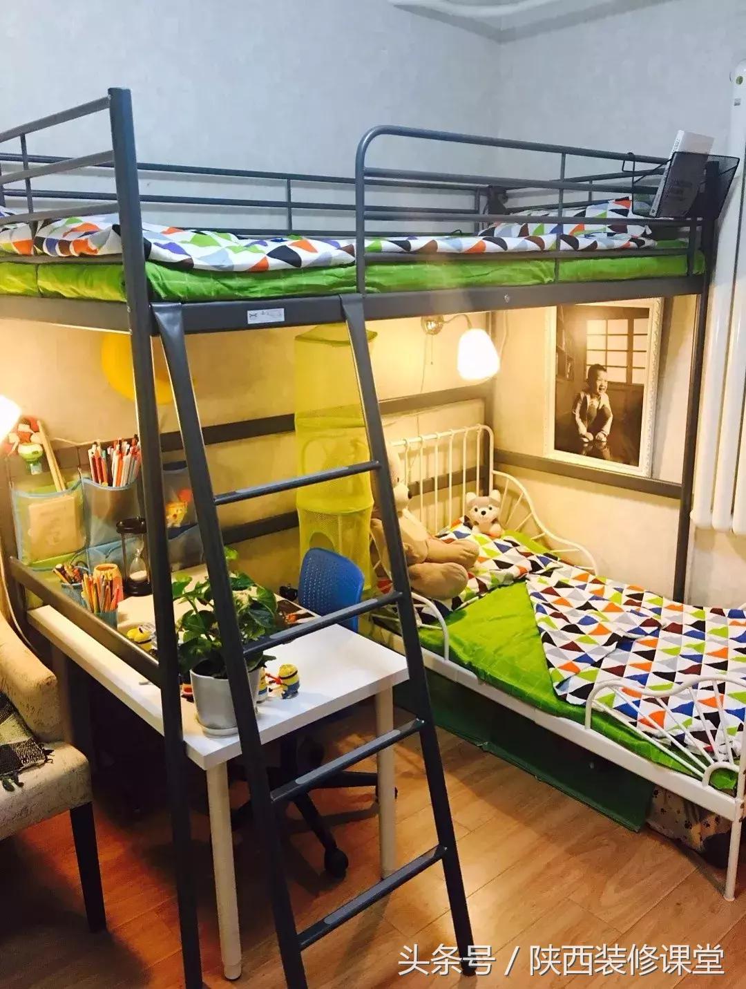 儿童房上床下桌一体效果图,30平小户型上床下桌