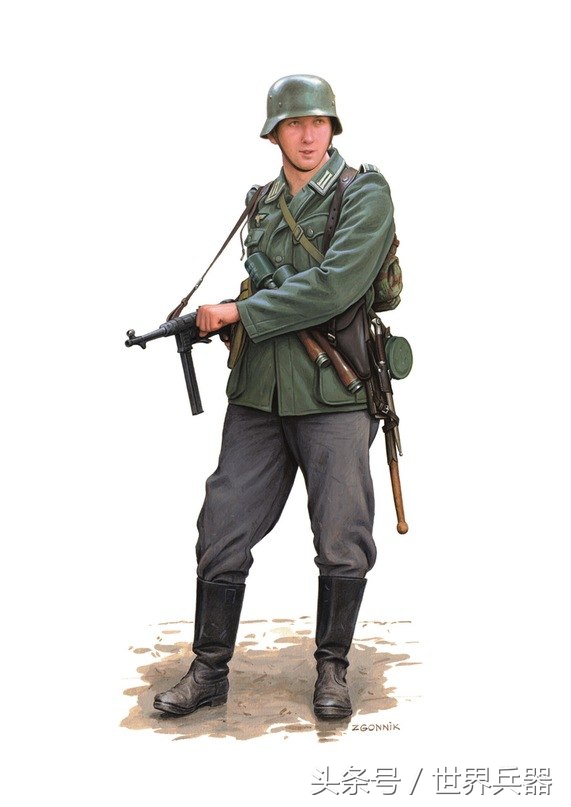 波波沙冲锋枪德军缴获版,二战德军正面图画