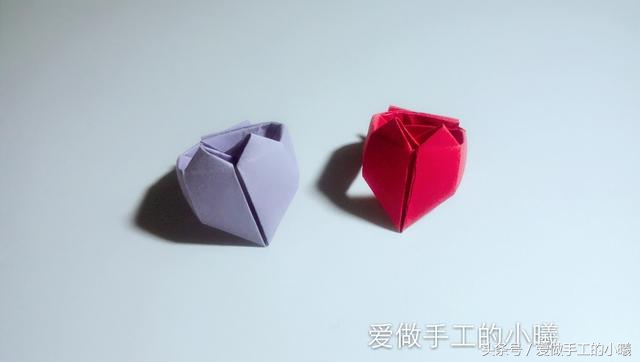 学折蝴蝶结戒指,七夕手工戒指折纸