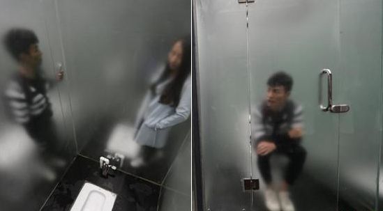 开放式厕所普通厕所,用玻璃做厕所墙